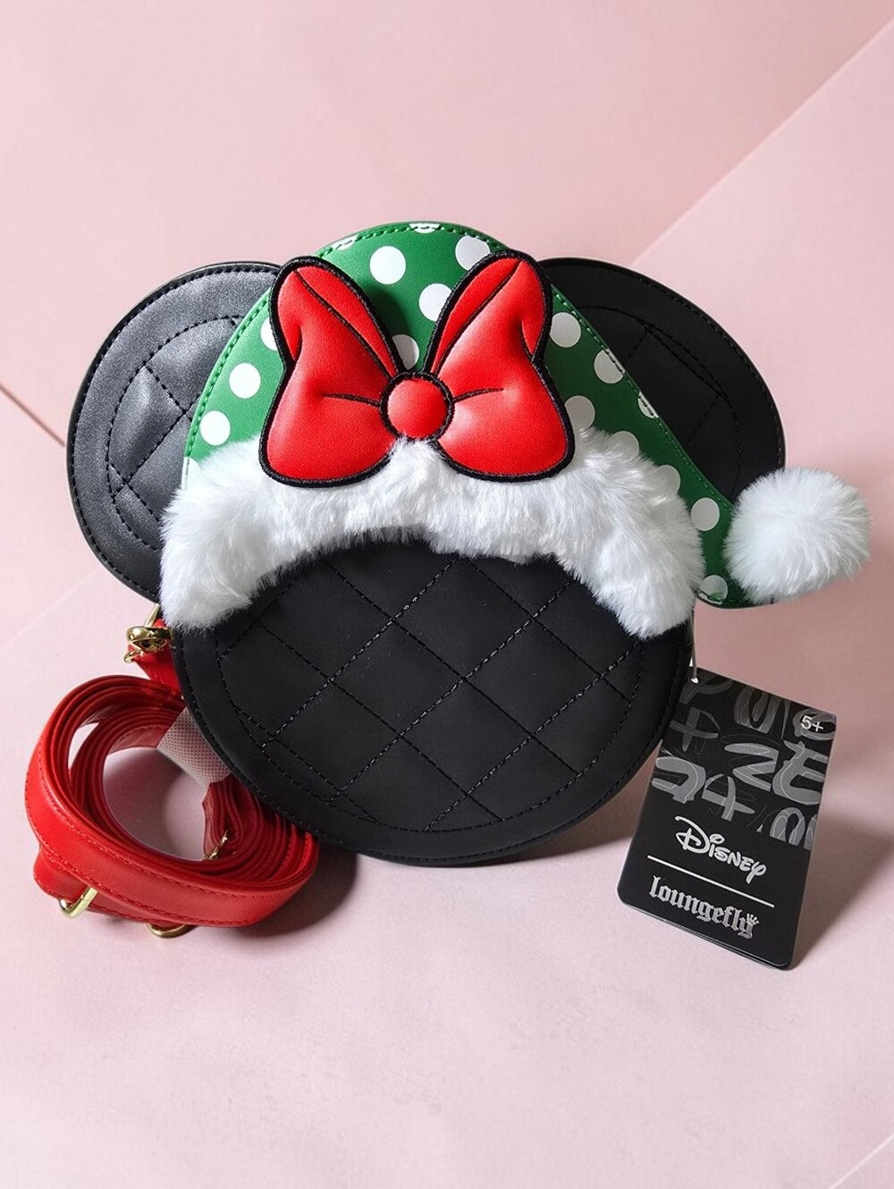 Loungefly Disney Minnie Mouse Polka Dot Santa Hat Crossbody Bag Nwt